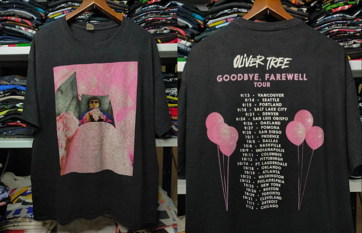 2 Sides Oliver Tree Goodbye Farewell Tour Black Cotton T-shirt Reprint