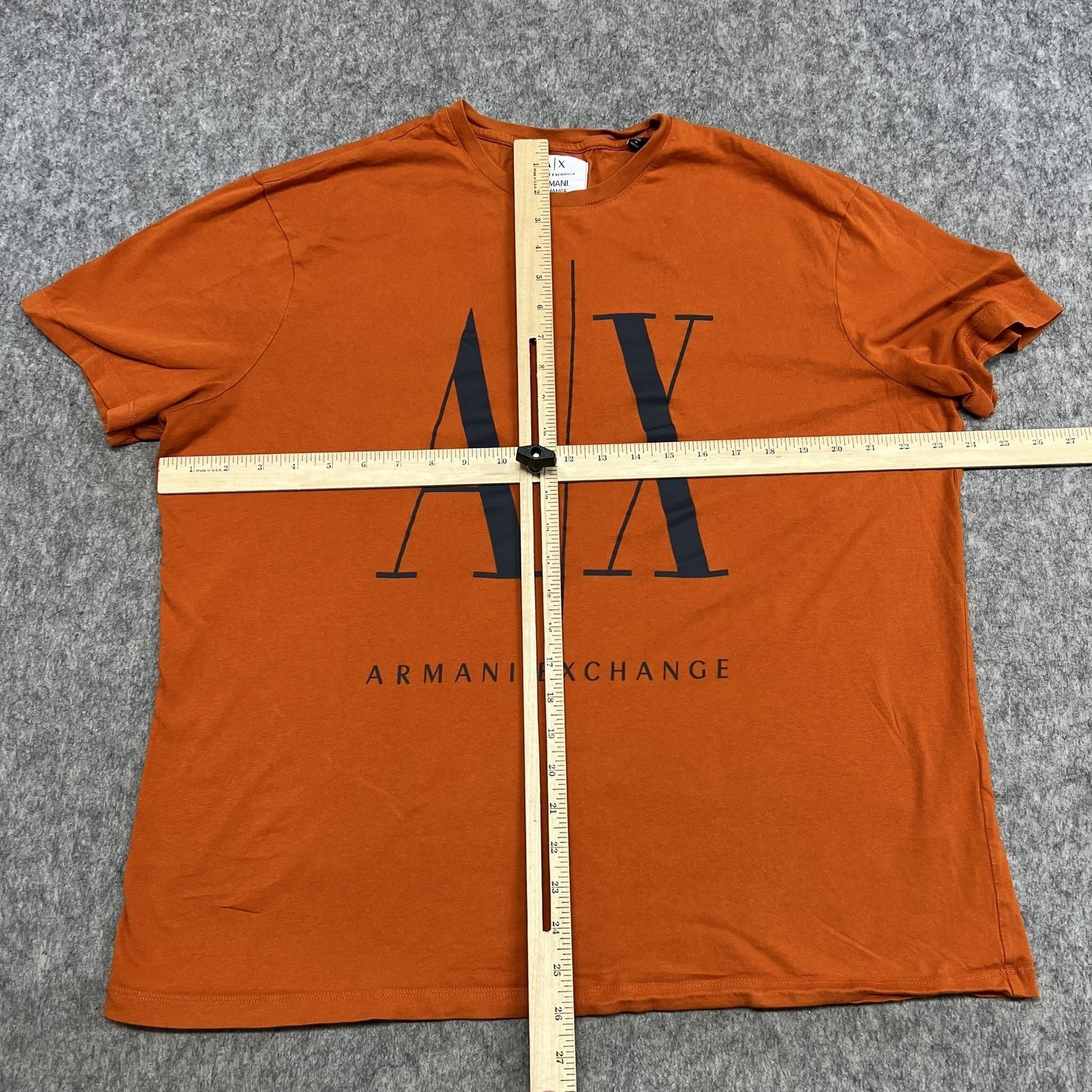 Armani Exchange Shirt Mens Medium Orange A/X Logo Graphic Cotton Tee Designer