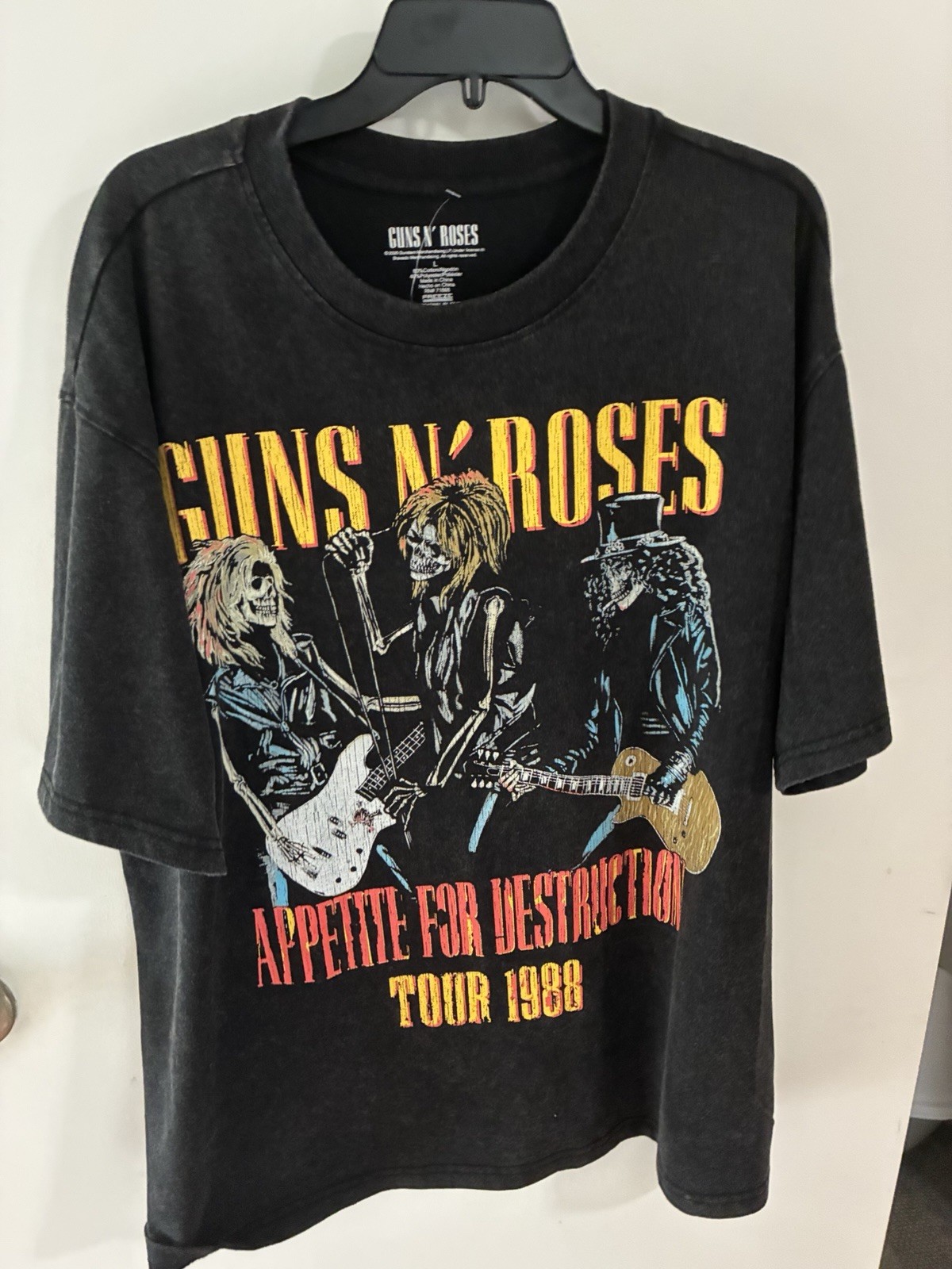 Guns N’ Roses Appetite for Destruction Tour 1988 Double-Sided Tee Men’s L Black