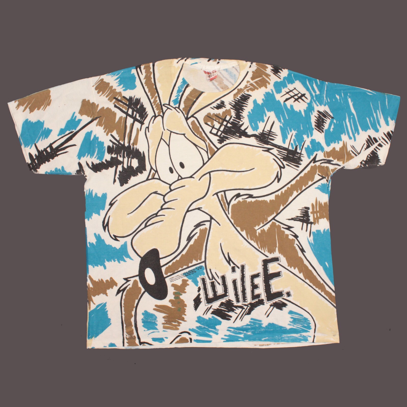 Wile E Coyote Looney Tunes T Shirt size XL Allover AOP Vintage 90s Single Stitch