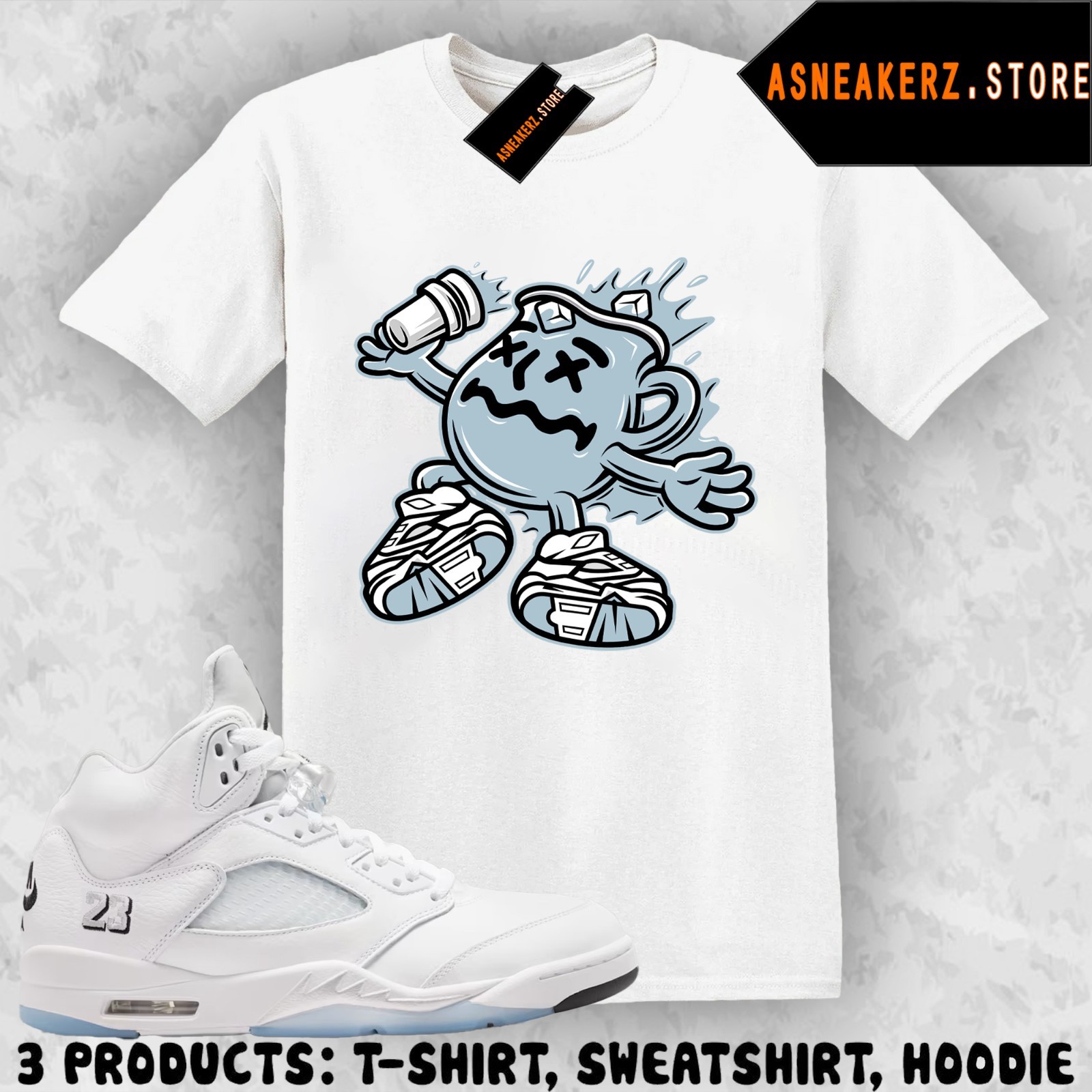 Tee Shirt Matching AJ 5 White Metallic 2026 To Match Sneaker Kool Kicks T-Shirt