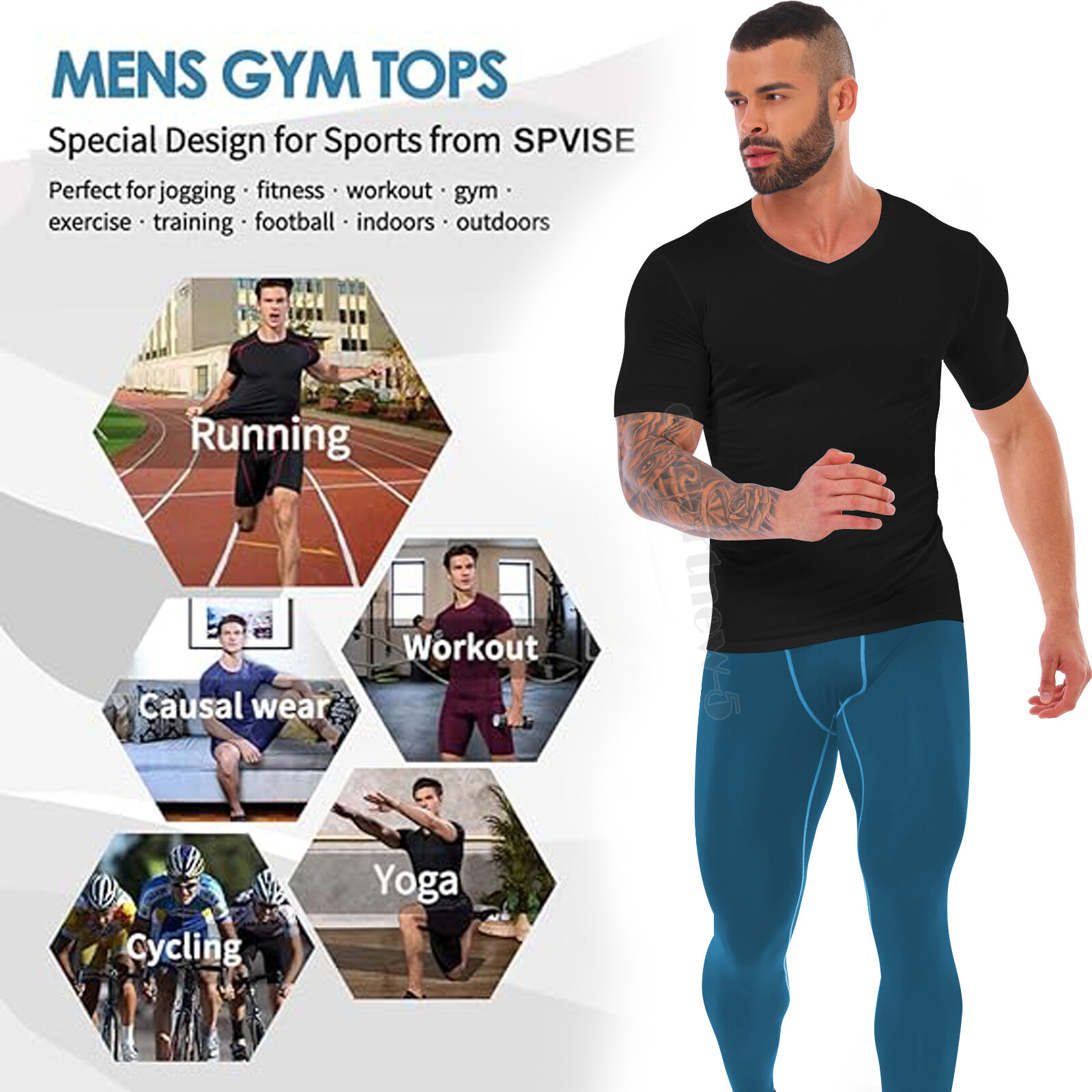 Mens Slim Fit T Shirt Short Sleeve Muscle Gym Fitness Sports Tee Shirts Tops US