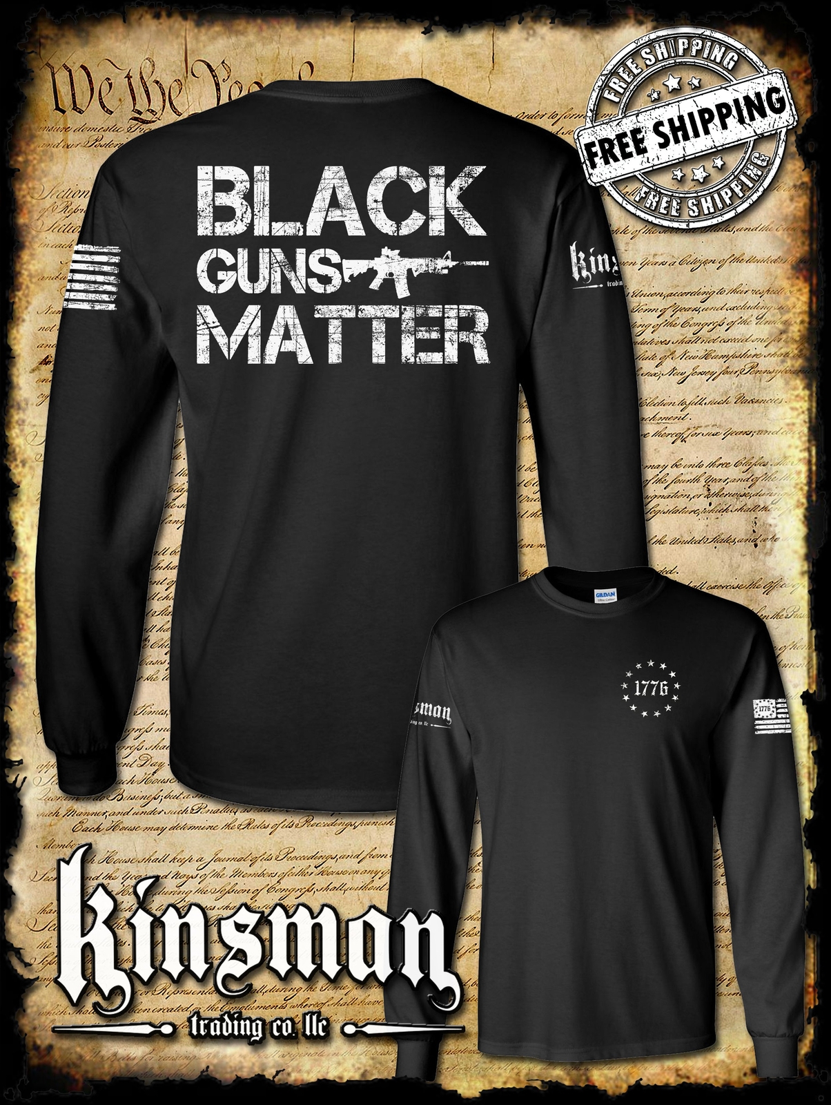 Black Guns Matter 2-Sided Long Sleeve T-Shirt