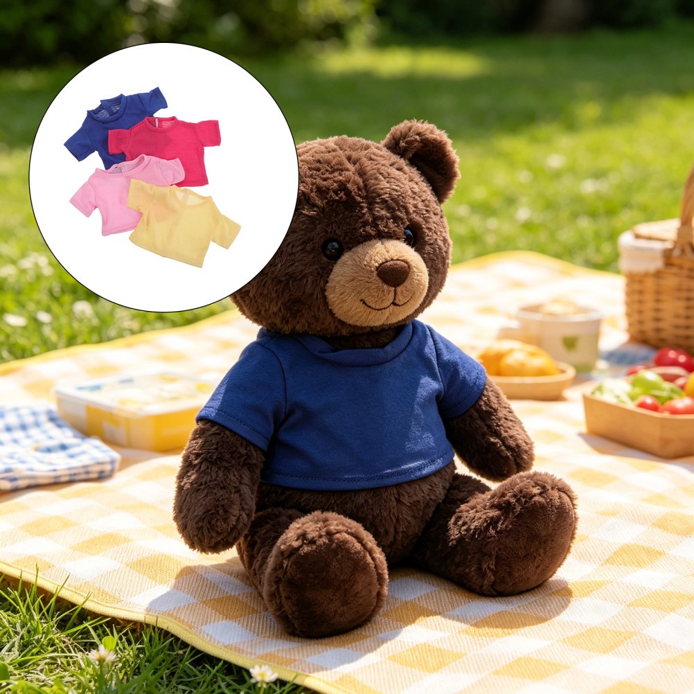 4Pcs Plush Bear Blank T-Shirts Soft Cotton for Birthday Graduation Gift