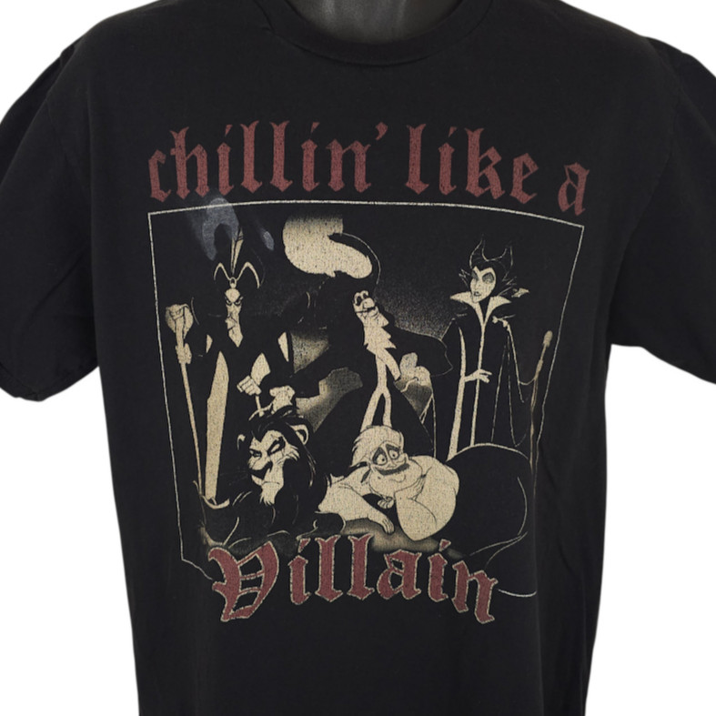 Disney Villains T Shirt Mens Size Large Black Chillin Like A Villain