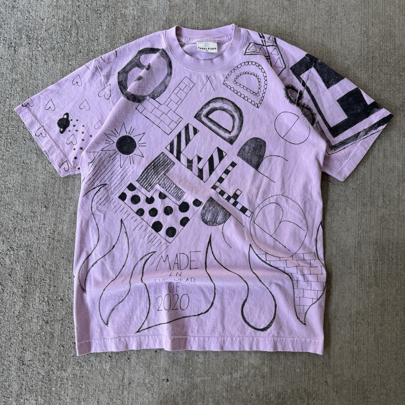 Teddy Fresh Hila Klein Marker Sketch Graphic Art Bear T Shirt Pink Size Medium