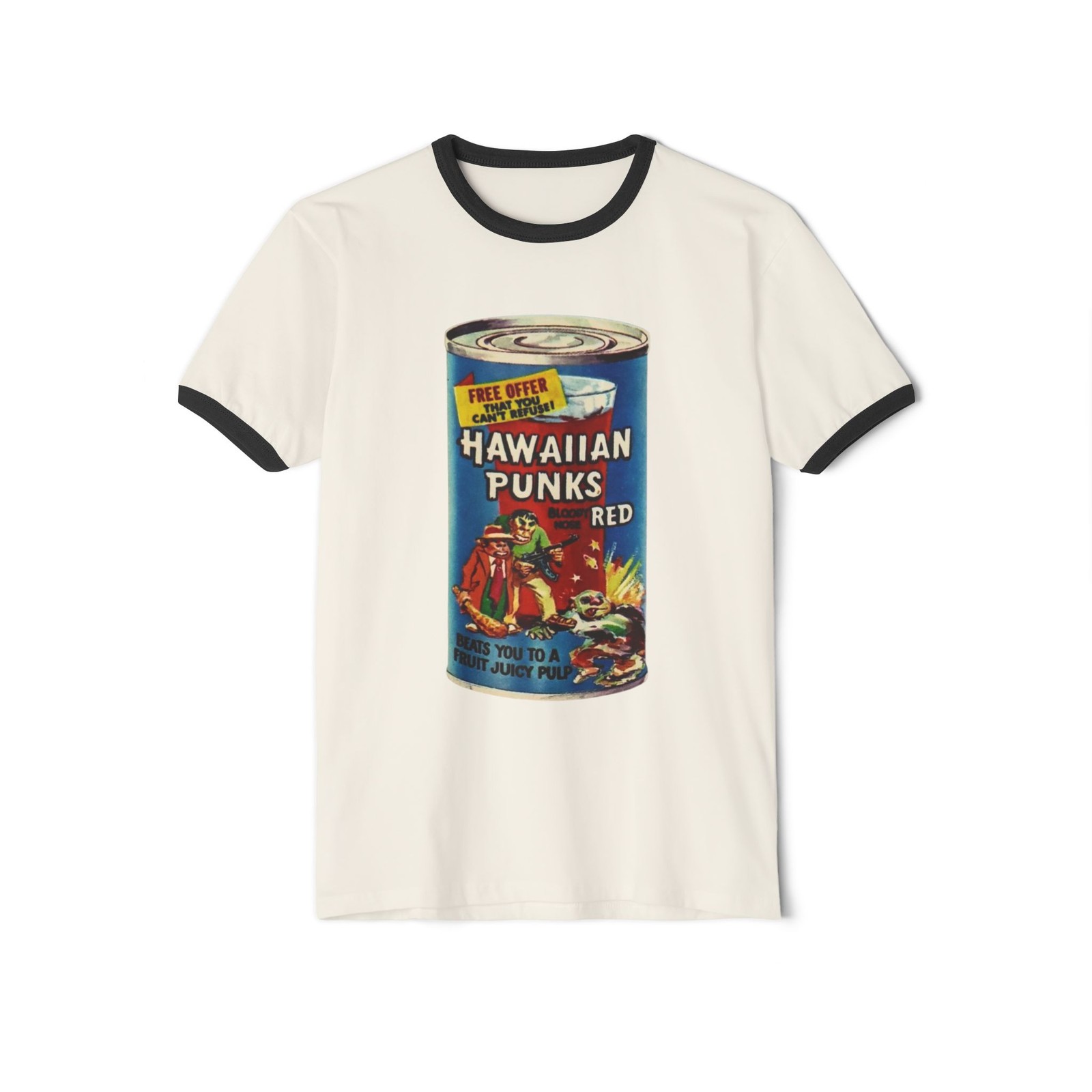 Wacky Packages Hawaiian Punks Printed Ringer T-Shirt Funny Hawaiian Punch Parody