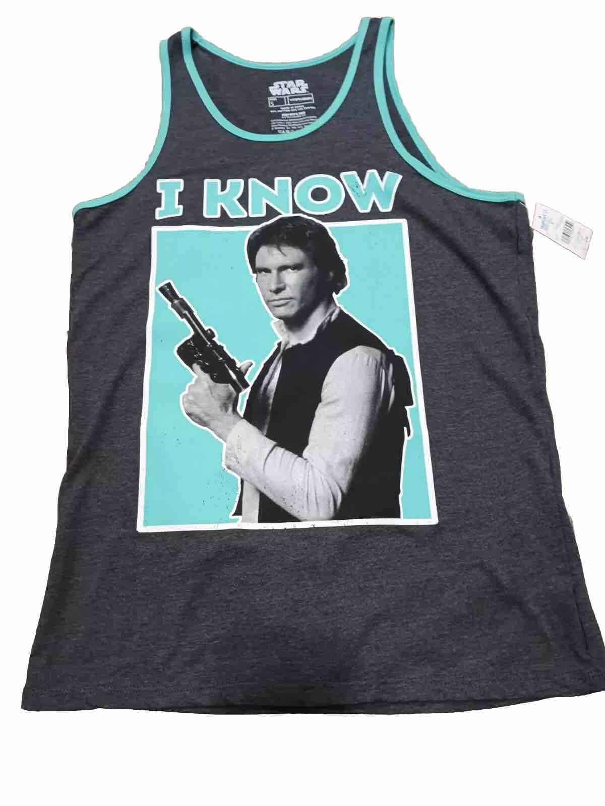 Star Wars Mens Small “I Know” Harrison Ford Tank Top Teal Gray