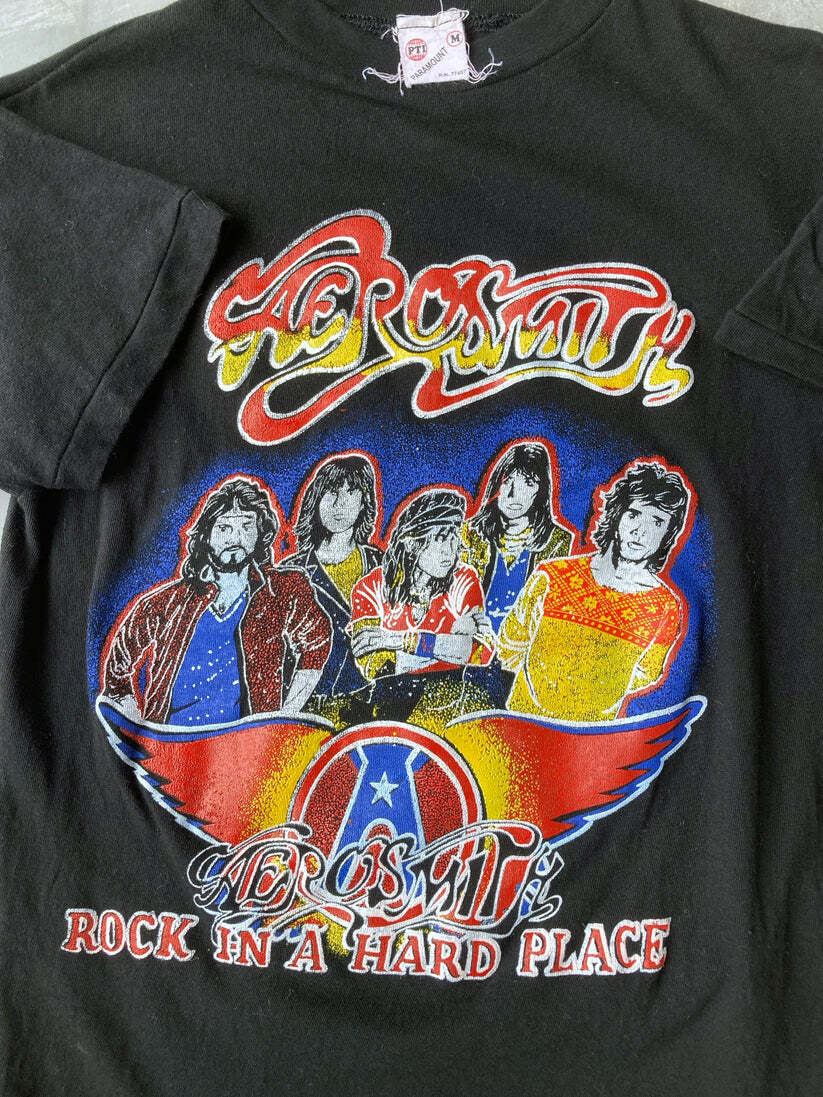 Aerosmith Rock In A Hard Place black Remake short sleeve T shirt 90s NH14530
