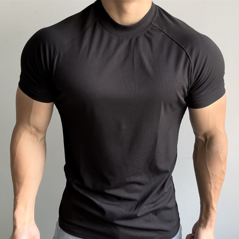 Summer Sports Training Short-Sleeved Men Stretch Quick Drying T-Shirt Breathable