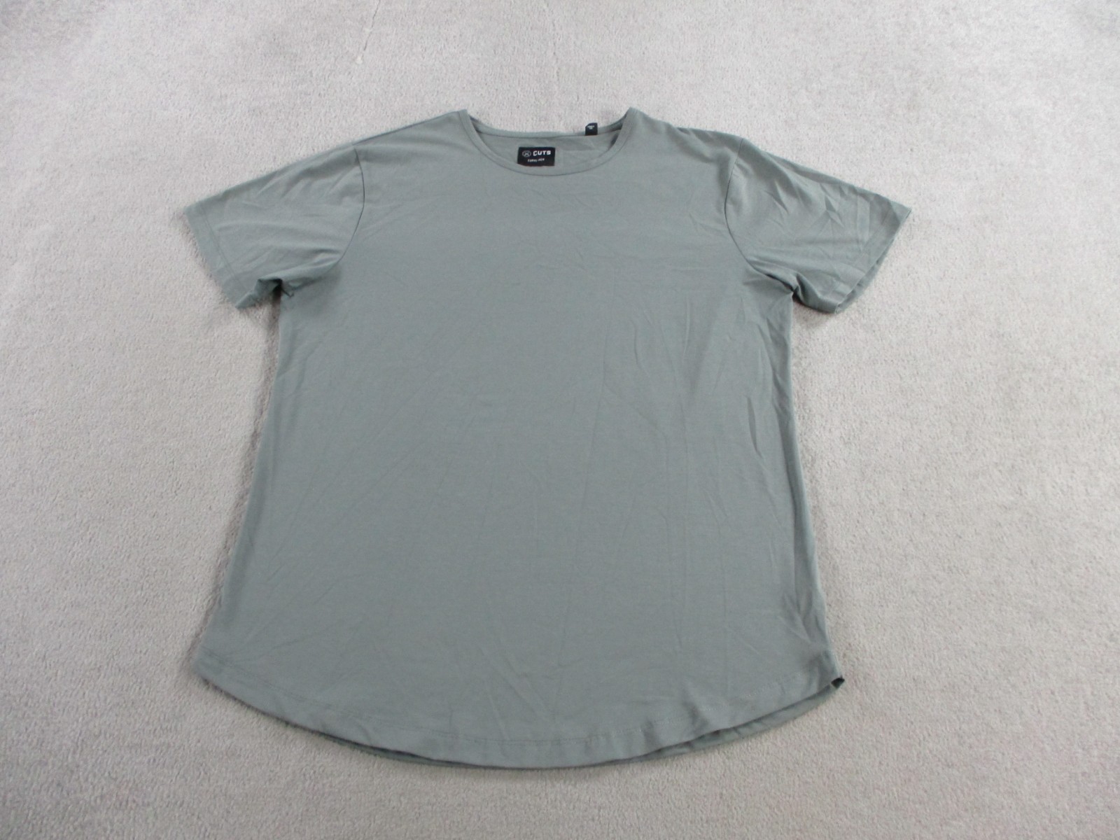 Cuts Clothing Shirt Men XL Gray Curve Hem Crewneck Casual Basic Plain Staple Tee