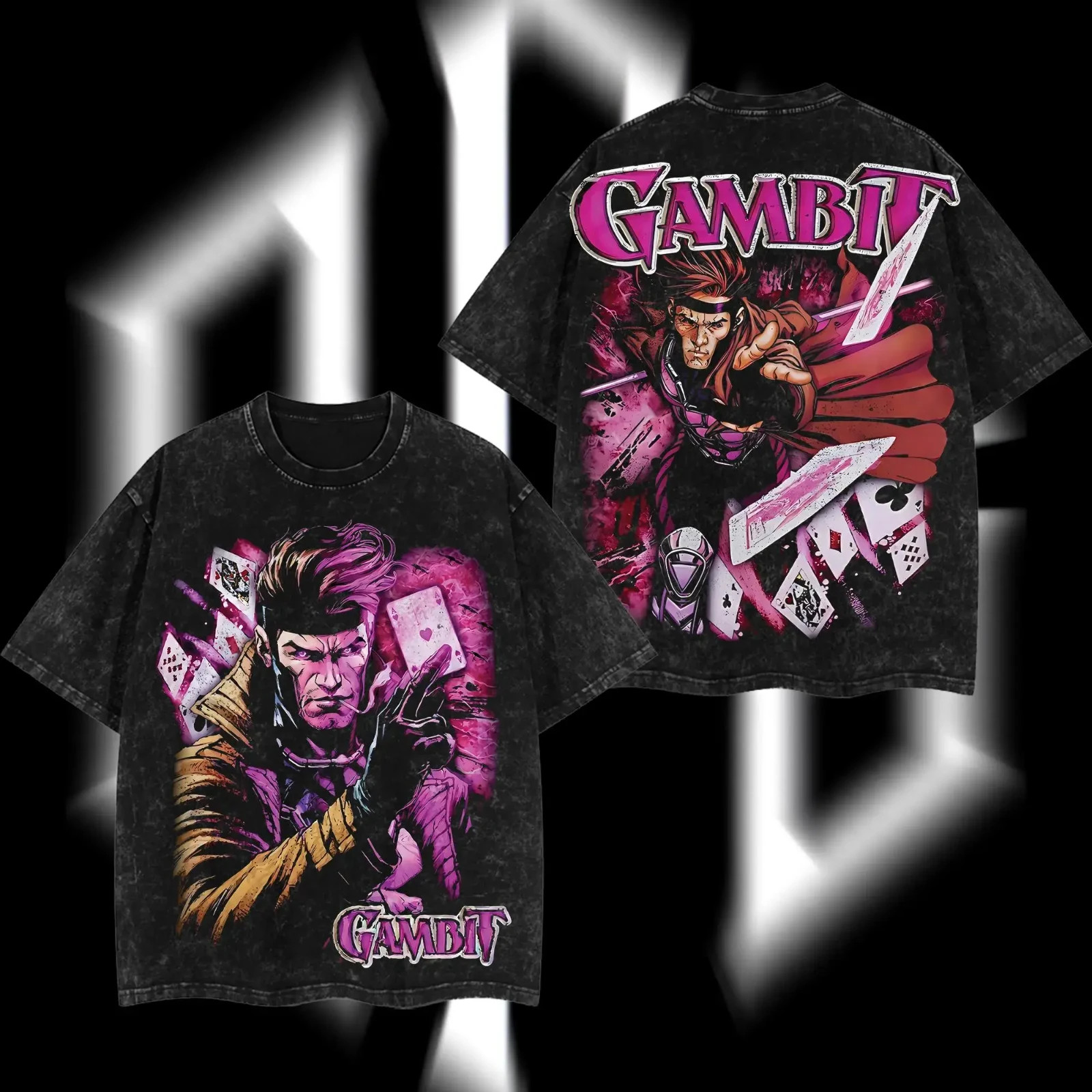 Retro Gambit Front Bust Character Portrait Bottom “GAMBIT” Letter Print