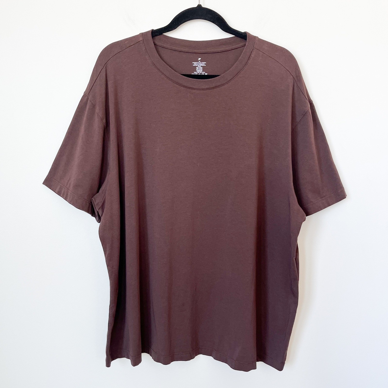 Fabletics Short Sleeve T-Shirt Mens 2X Chocolate Brown Cotton Modal Stretch