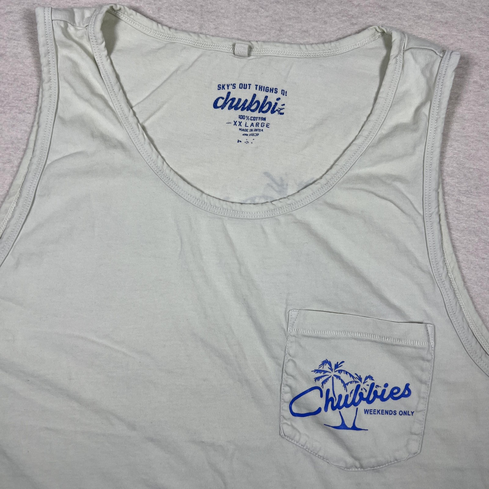 Chubbies Shirt Mens 2XL Light Green Tank Top Pocket Weekends Only Graphic