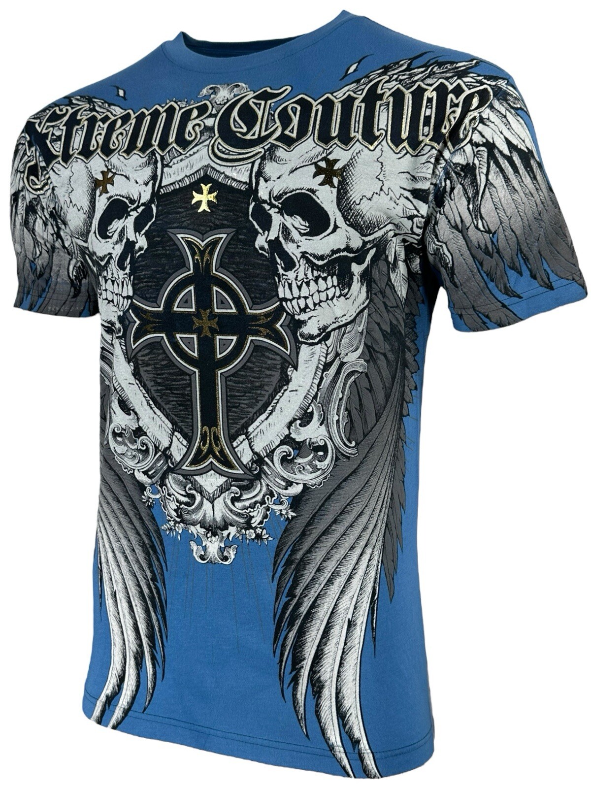 Xtreme Couture by Affliction Men’s T-Shirt PULVERIZE Biker Skull Wings MMA