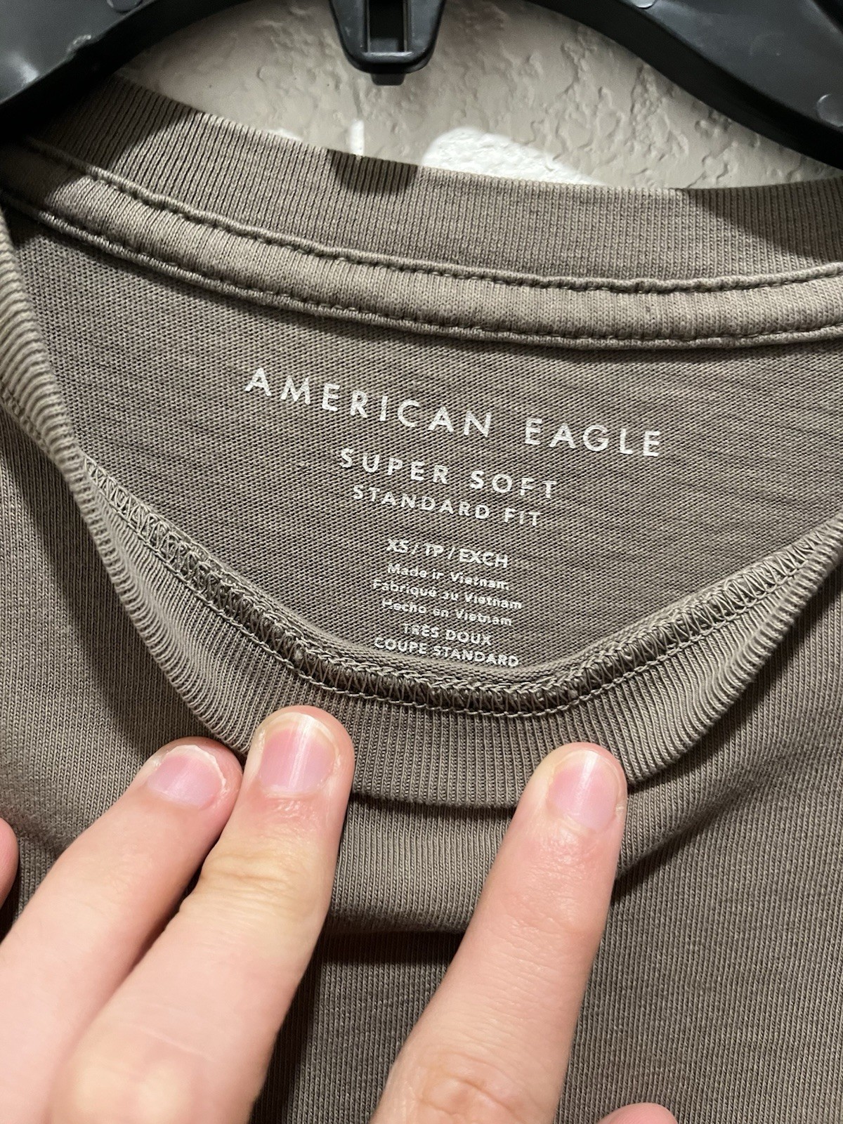 American Eagle Brown Super Soft Standard Fit Crew Neck Cotton T-Shirt Men’s (XS)