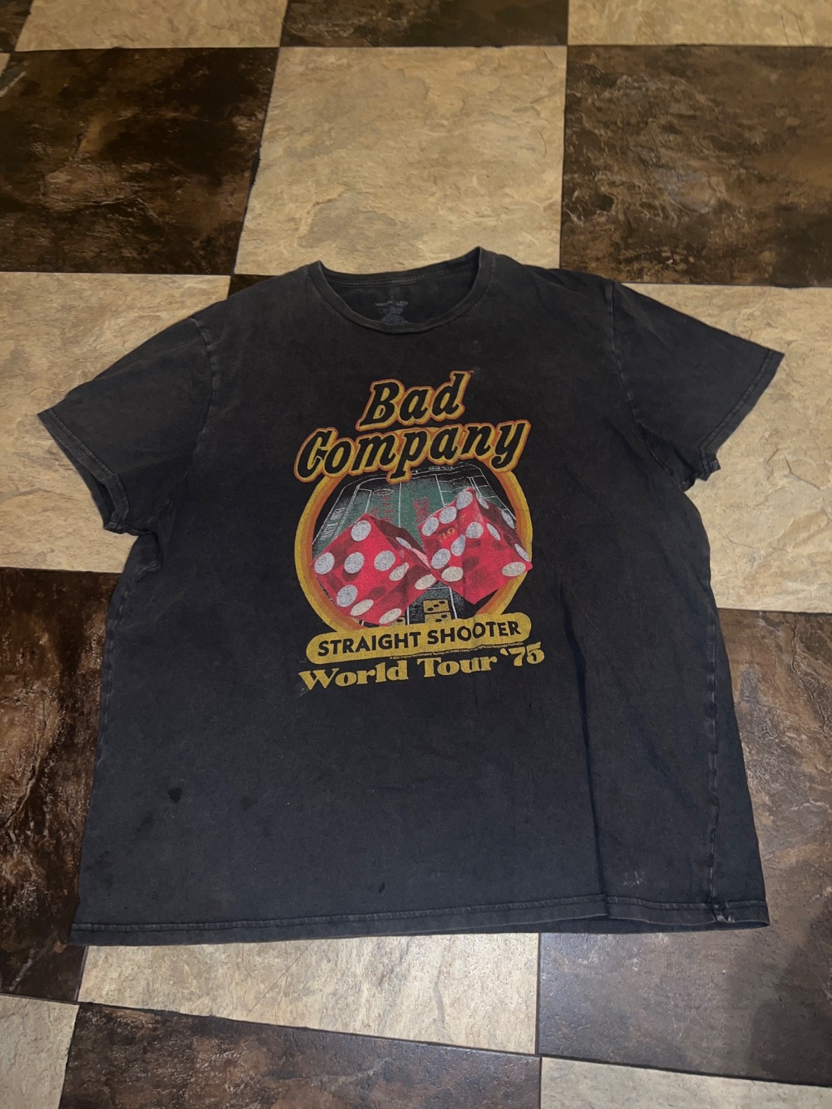 Bad Company Shirt Mens 2XL Black Straight Shooter World Tour 75 Wrangler Tee