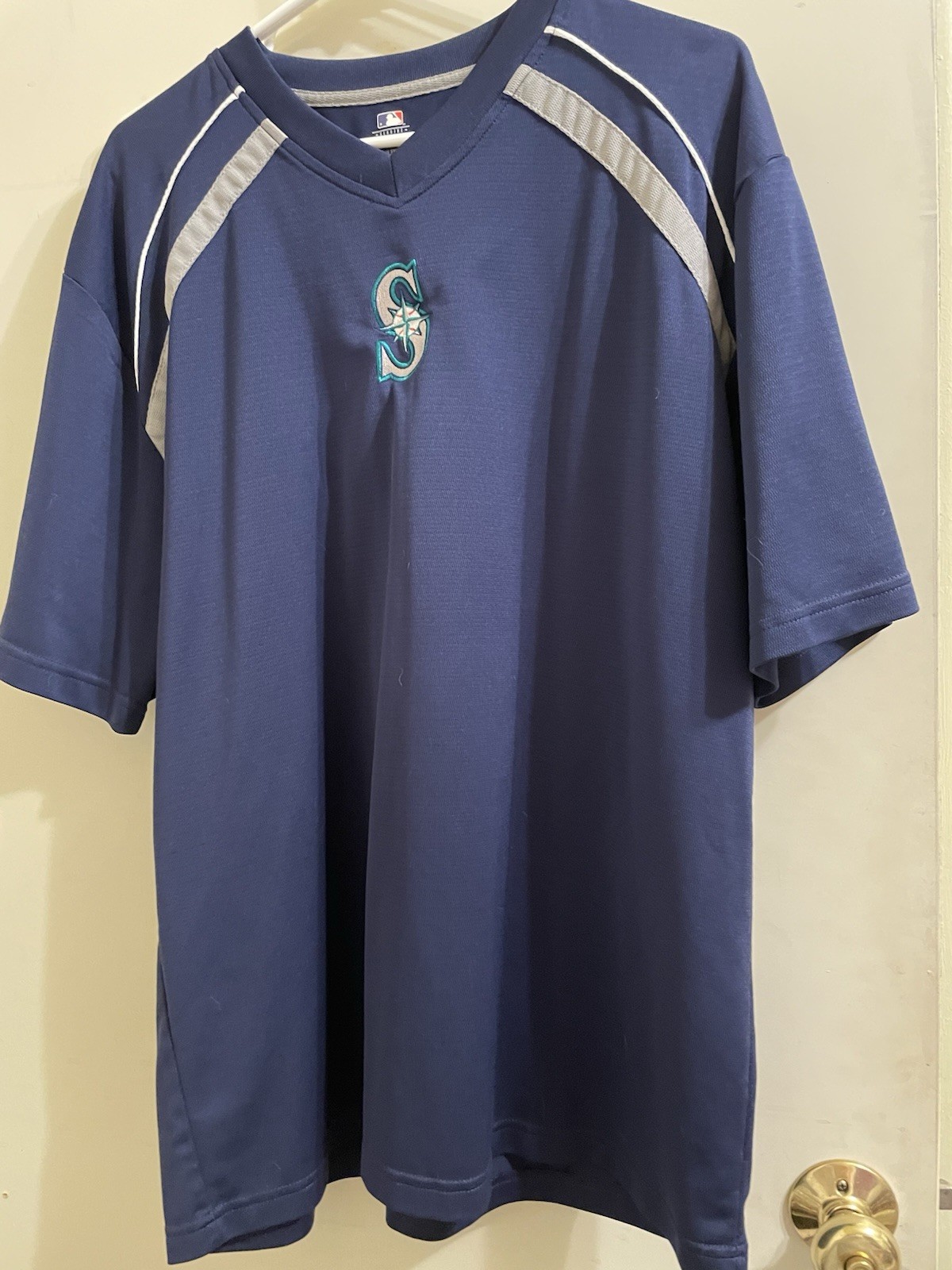 Seattle Mariners MLB V-Neck Jersey Large Shirt Blue Genuine Merchandise