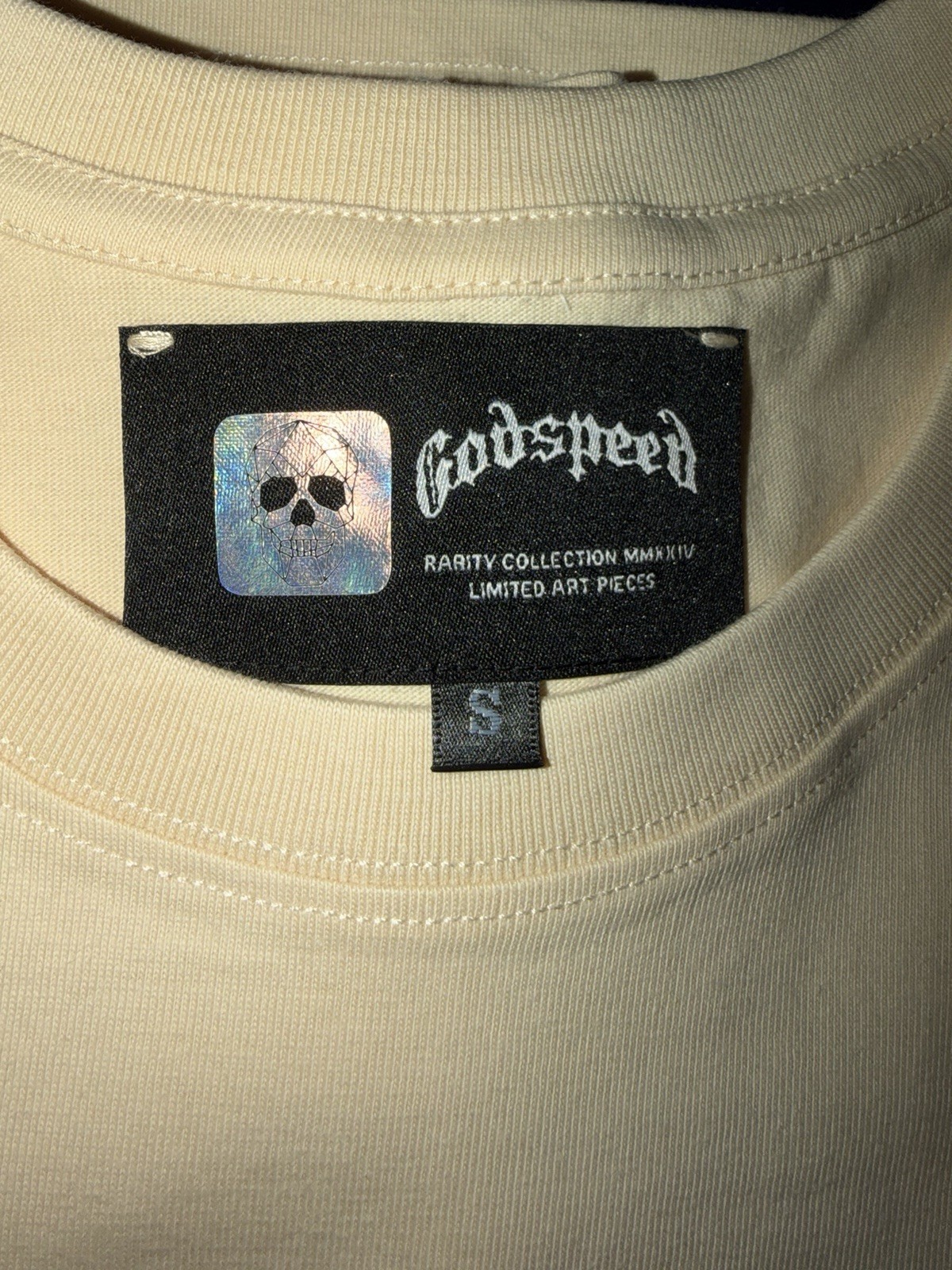Godspeed Skeleton Holding Skull Tee Cream Size S 🔥☠️🤍 [ Free Shipping ]