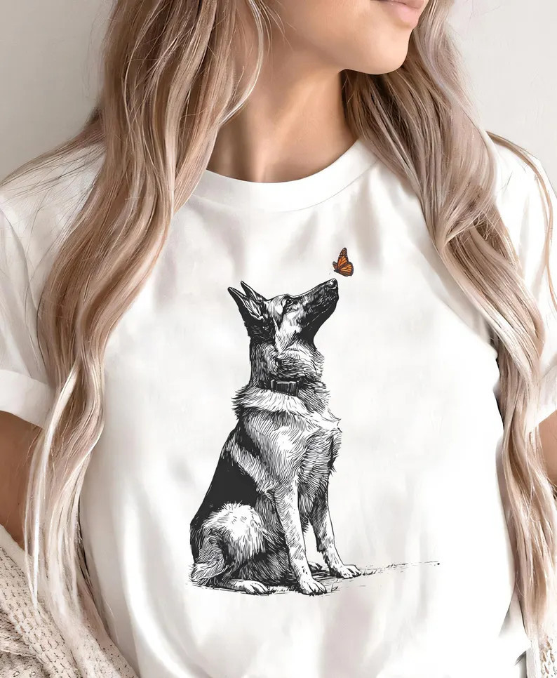 German Shepherd Butterfly Dog Lover Comfort T-Shirt
