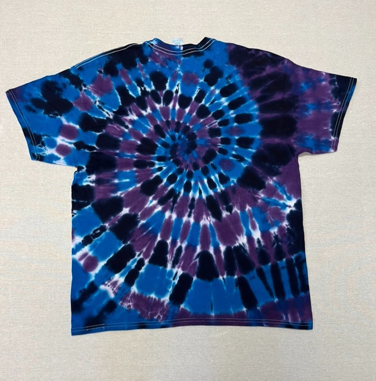 Vintage Style Tie Dye Shirt Adult XL Blue Purple Spiral Festival Boho Tee