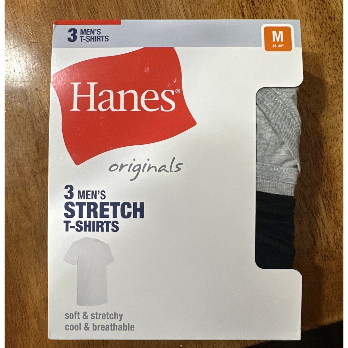 Hanes Men’s Stretch Black & Gray T-Shirts, 3 Pack, Size Medium M, New
