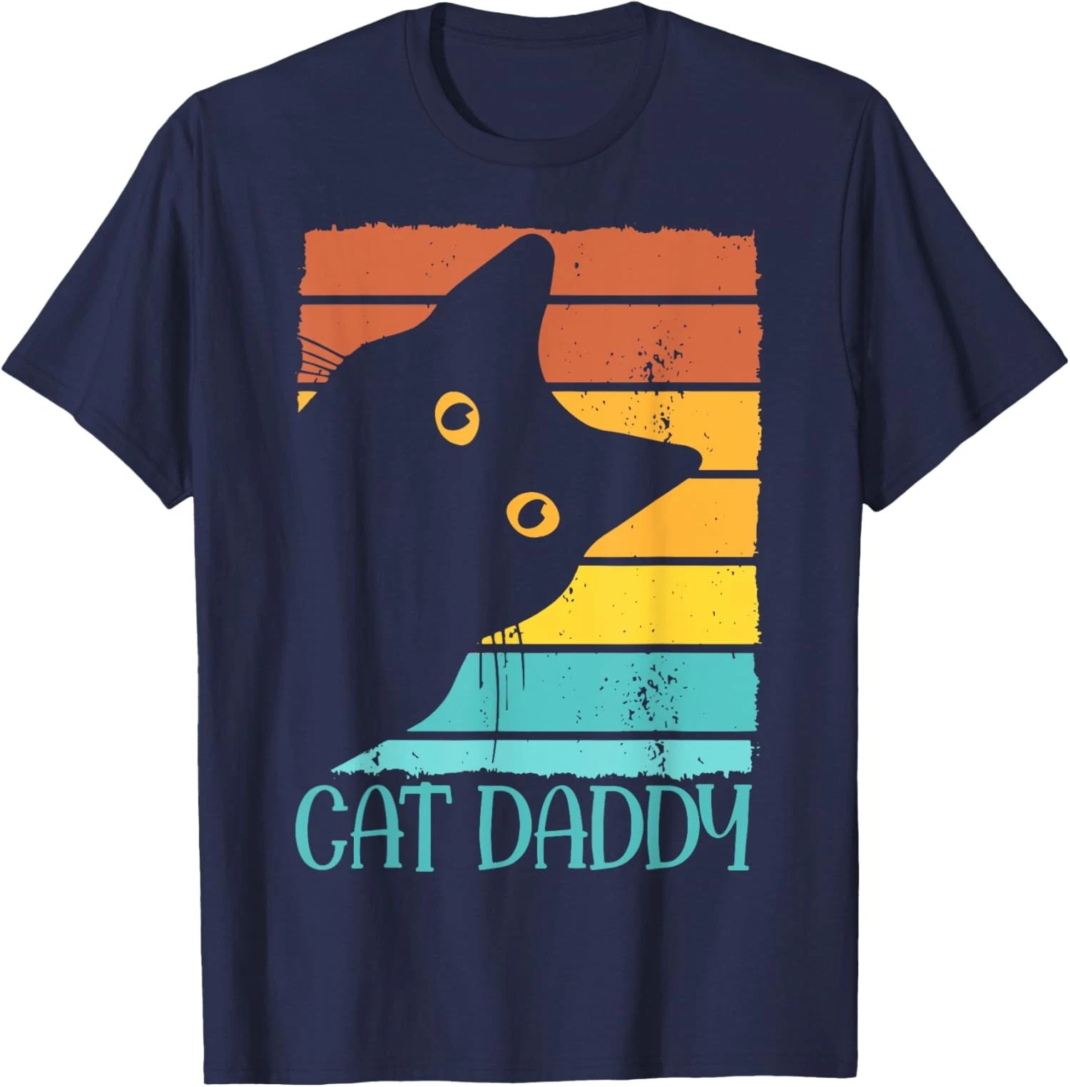 Cat Daddy Retro NAVY Cat Funny Lover Gift Unisex T-Shirt S-5XL
