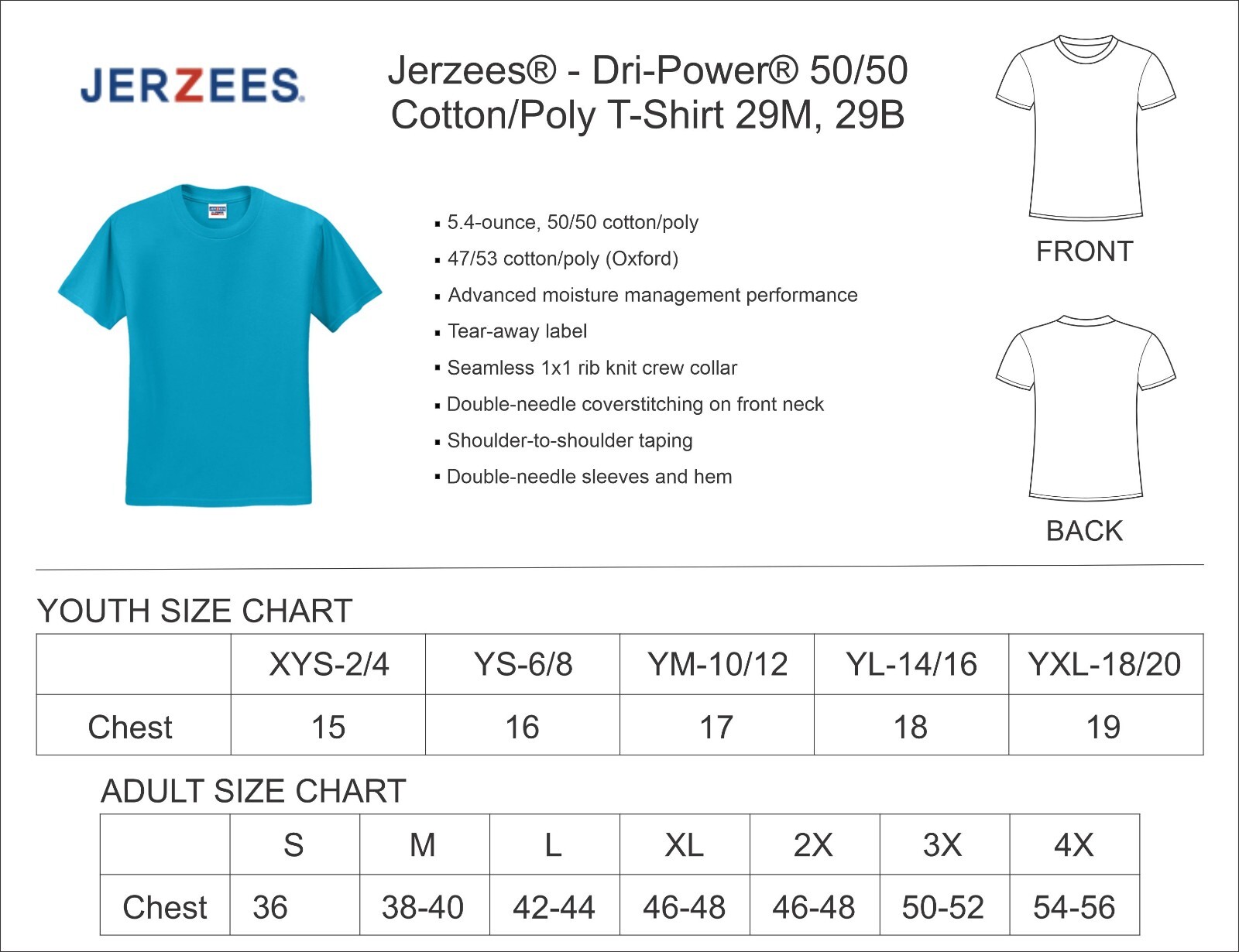 Jerzees® – Dri-Power® 50/50 Cotton/Poly T-Shirt 29M
