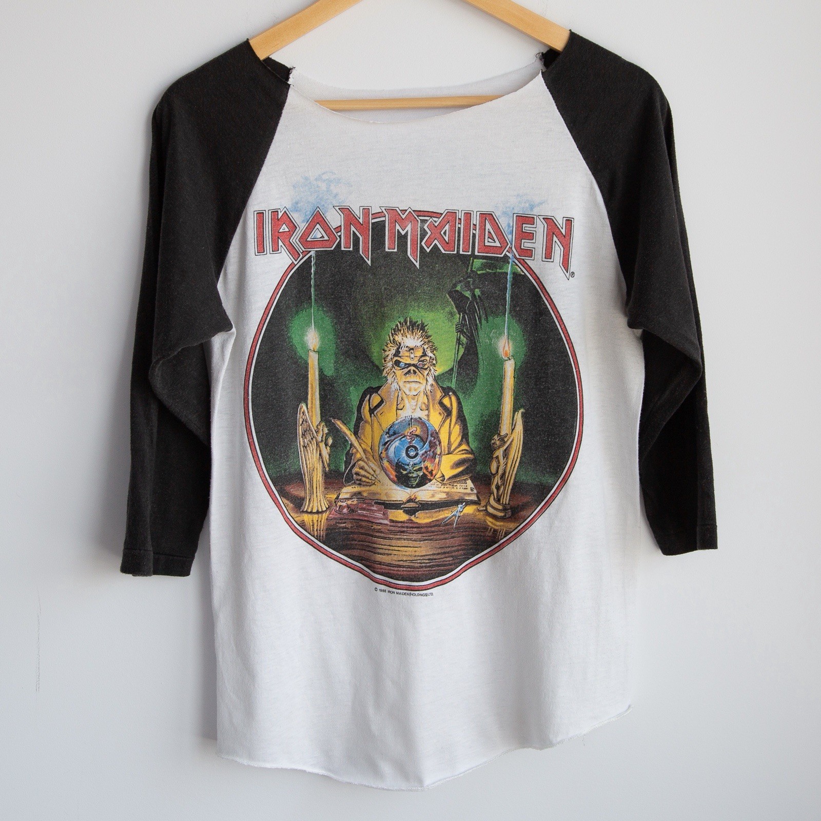 Vintage 1988 Iron Maiden Seventh Son Tour Raglan Shirt Double Sided Rare S