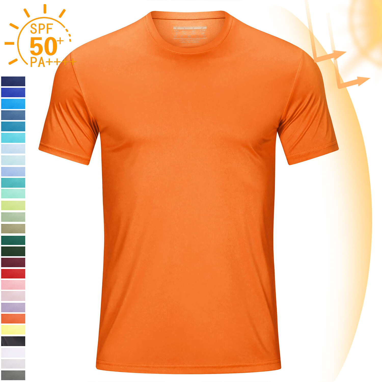 Men’s UPF50+ Short Sleeve T-Shirt Quick Dry Running Fishing Performance Tee Tops
