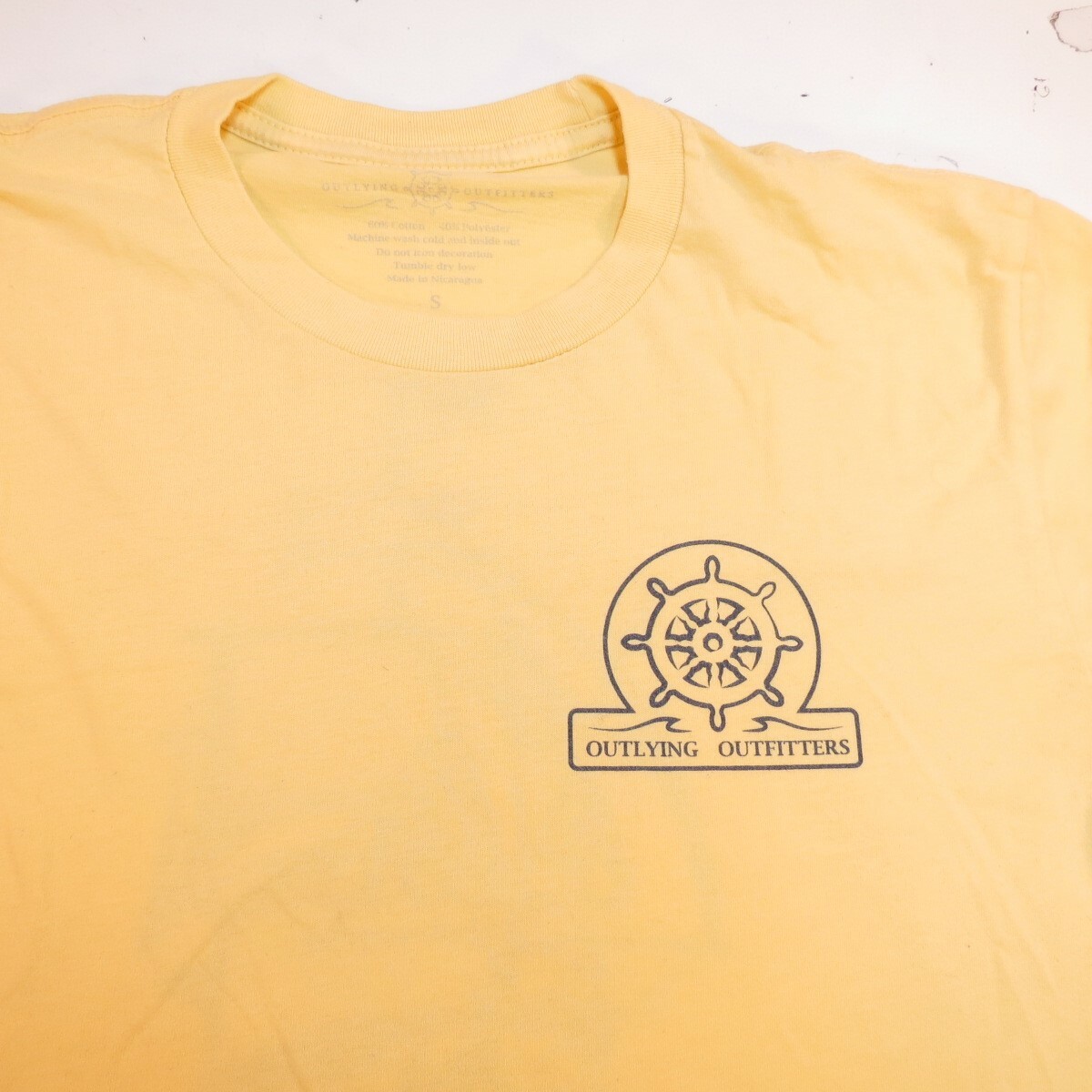 OUTLYING OUTFITTERS PIRATE SHIP BAHAMA TEE T SHIRT Mens S Yellow