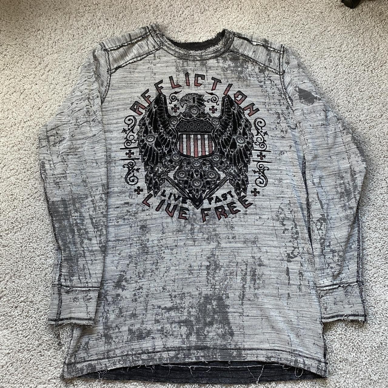 Affliction Reversible Thermal Shirt Mens XL Waffle Knit long Sleeve Y2K Chief