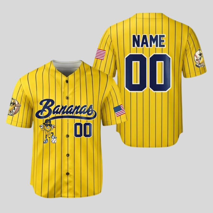 New Savannah Bananas Jersey Custom Yellow Baseball Sports Full Size QT1861