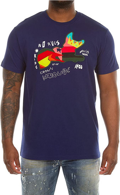 Akoo Men’s T-Shirts Short Sleeve Knit Cotton Fashion Abstract Snobby Tee 2XL