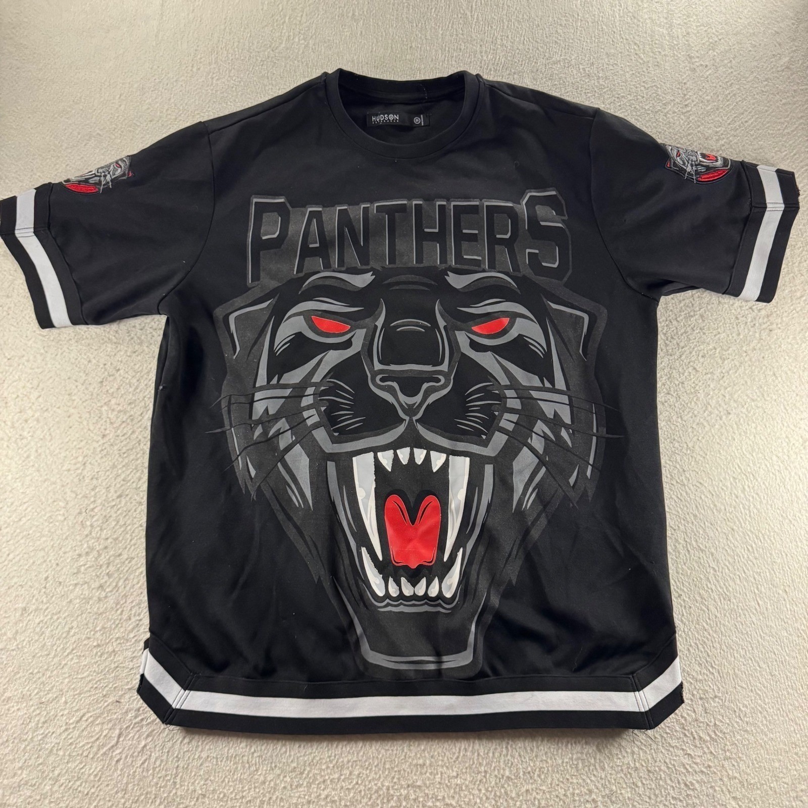 Hudson Outerwear Panthers Jersey Shirt Mens 2X Black Red Graphic Tee Streetwear