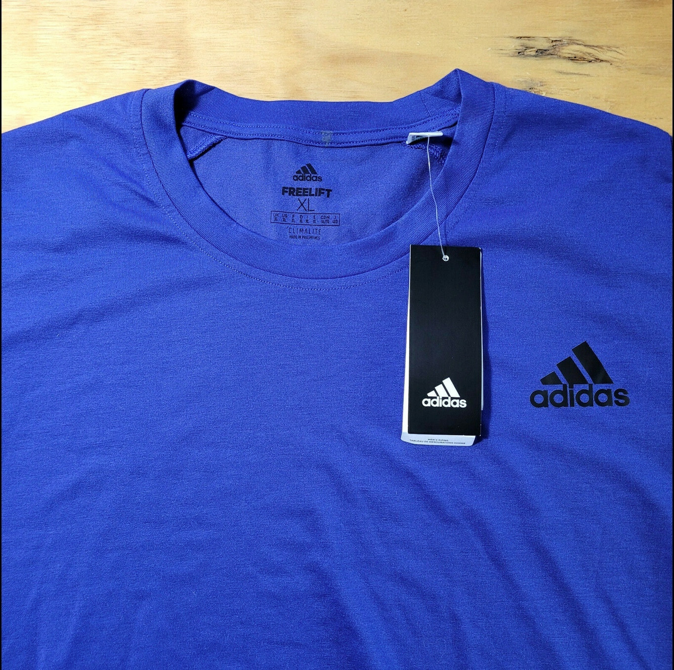 Adidas Climalite FreeLift Men’s Size XL Solid Blue Crew-Neck Athletic T-Shirt