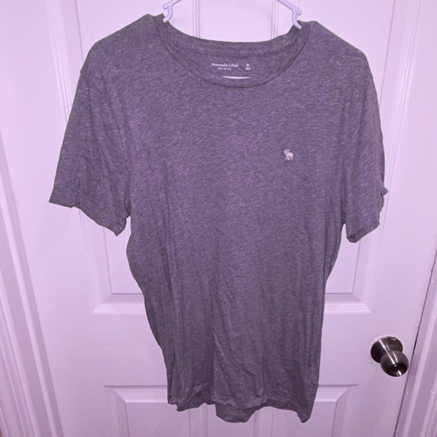 Abercrombie & Fitch Soft A&F Tee Men’s Gray Crew Neck Logo T-Shirt Size M