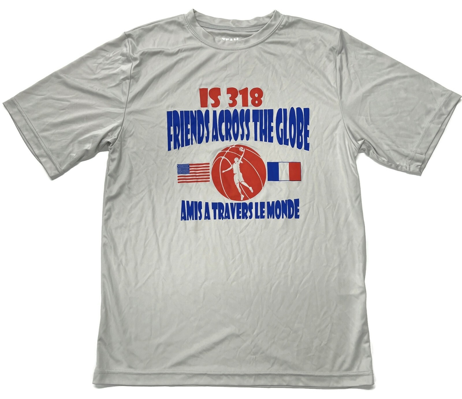 Team 365 T-Shirt Friends Across Globe USA France Mens Small Gray Tee Athletic