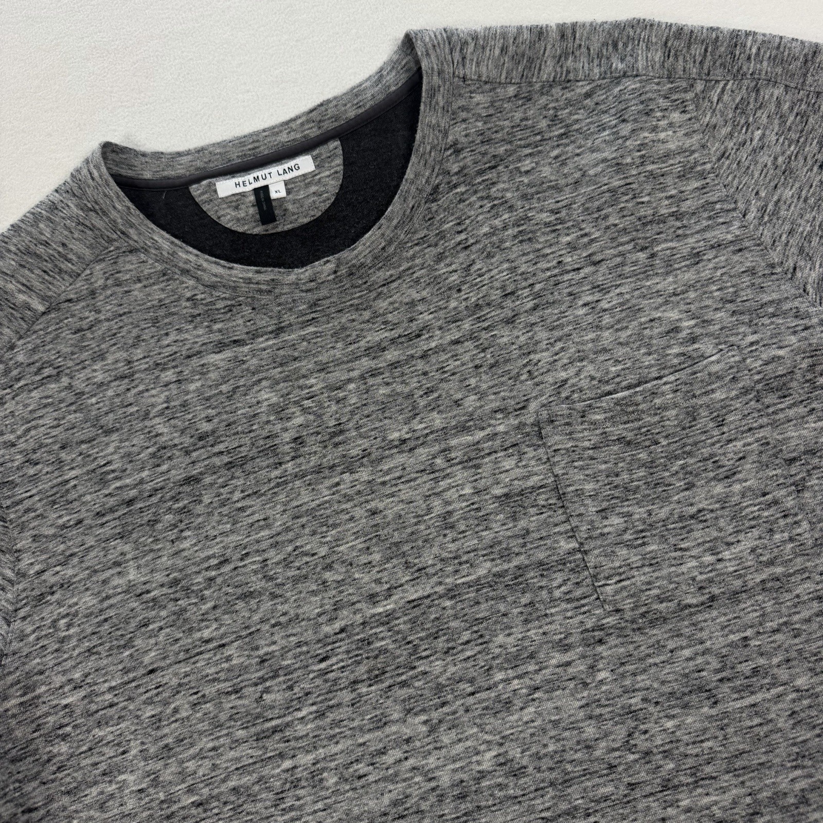 Helmut Lang Men’s Grey Crewneck T-Shirt Size XL Cotton Nylon Midweight