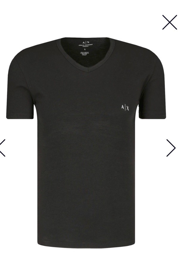 Designer Armani Exchange A/X Cotton V-neck T-shirts 2 Pack Black Grey Medium $45