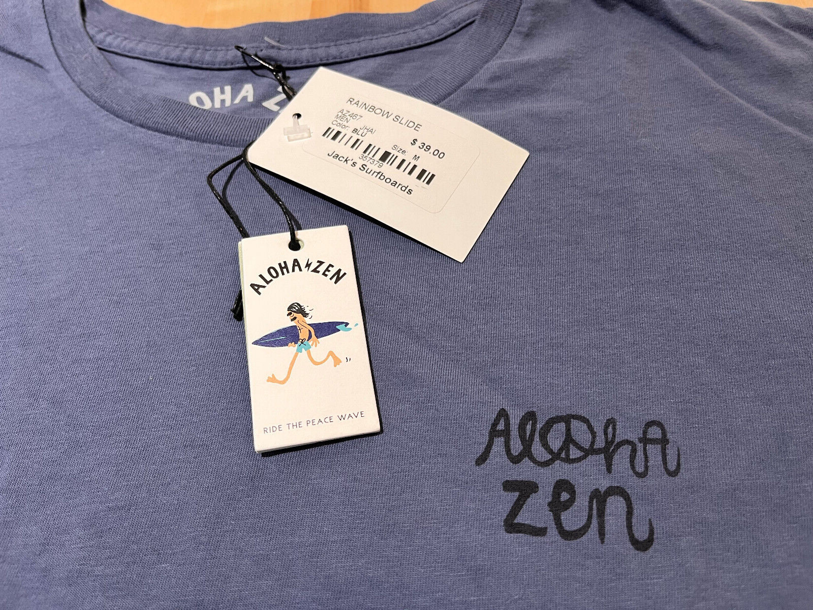 ALOHA ZEN Rainbow Slide Graphics BLUE Tshirt – Men’s Size M – NEW
