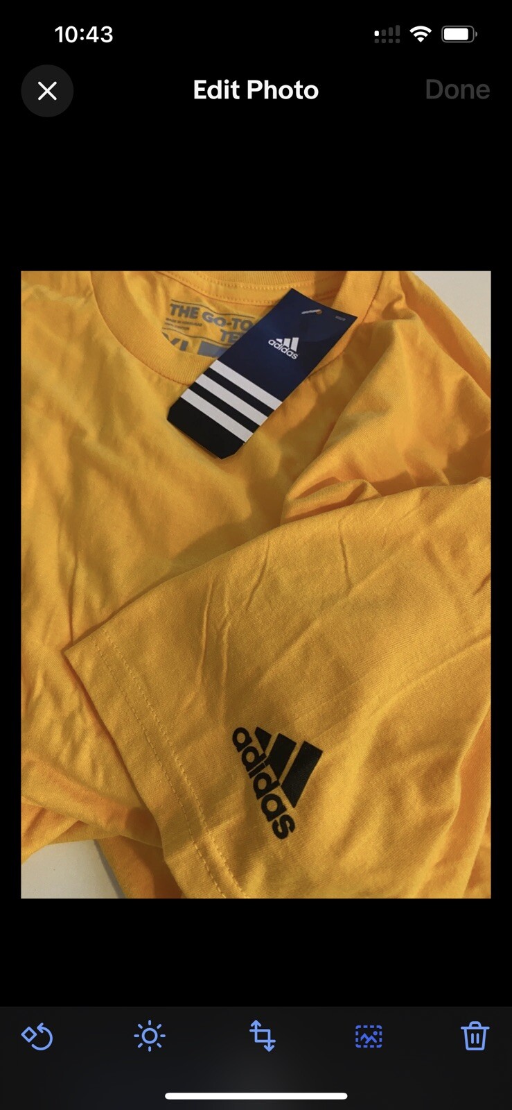 Adidas men’s workout the go to tee shirt yellow 100% Cotton New