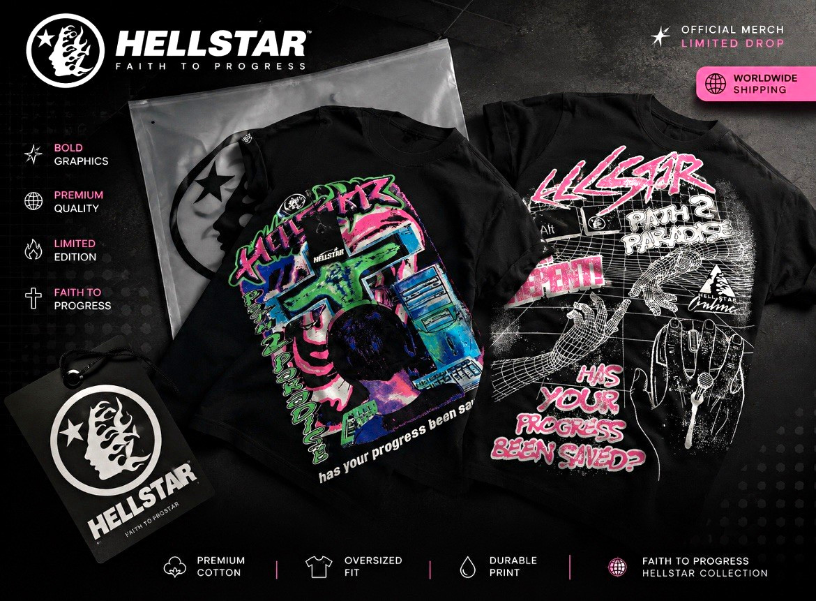 Hellstar Faith To Progress Black Graphic Logo Tee M