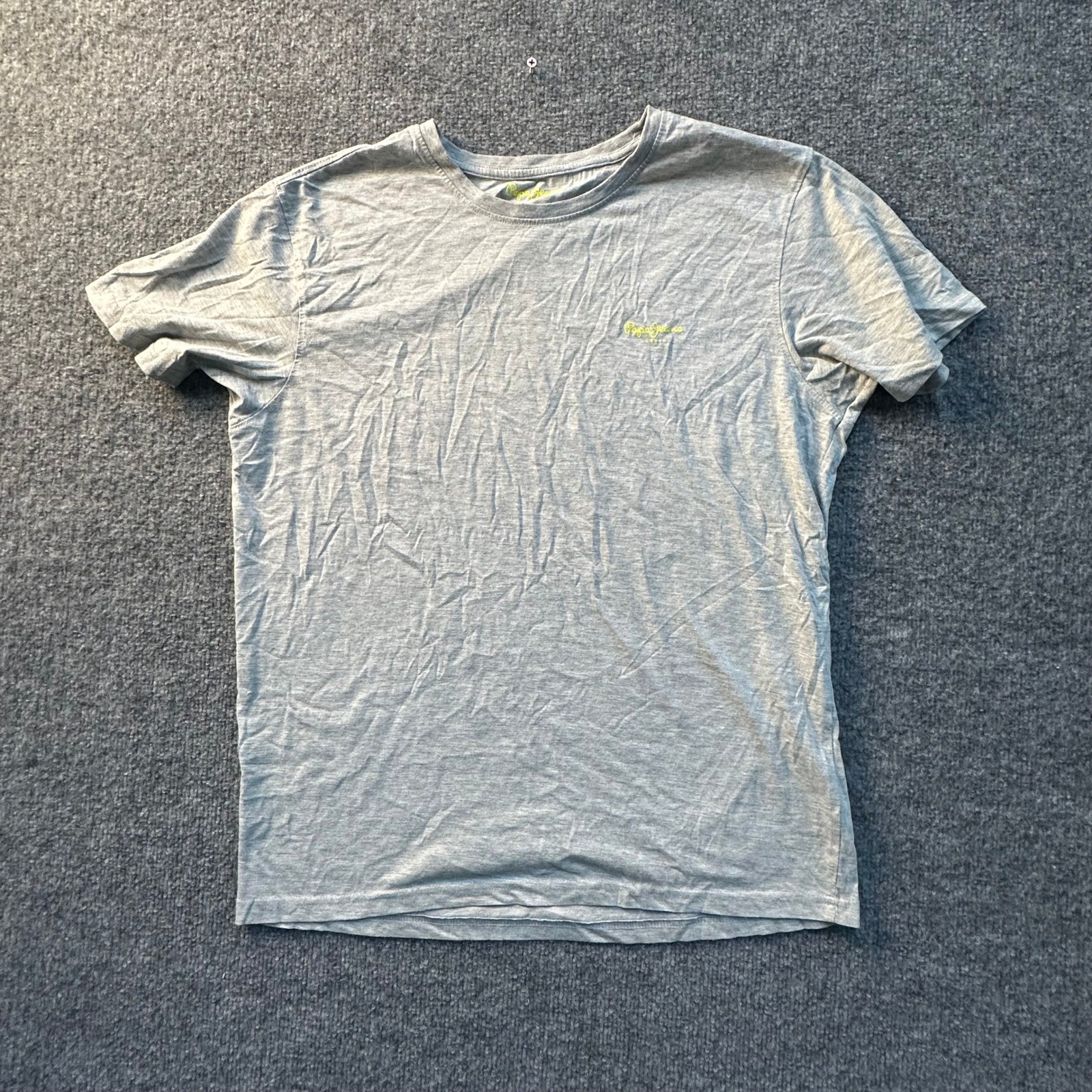 Pepe Jeans T-Shirt Mens Size XL Grey Slim Fit Cotton Short Sleeve Logo Casual