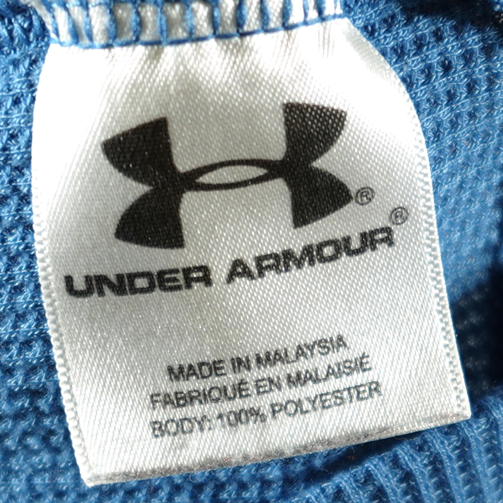Under Armour Shirt Mens Medium Blue Long Sleeve Thermal Crew Neck Waffle Knit