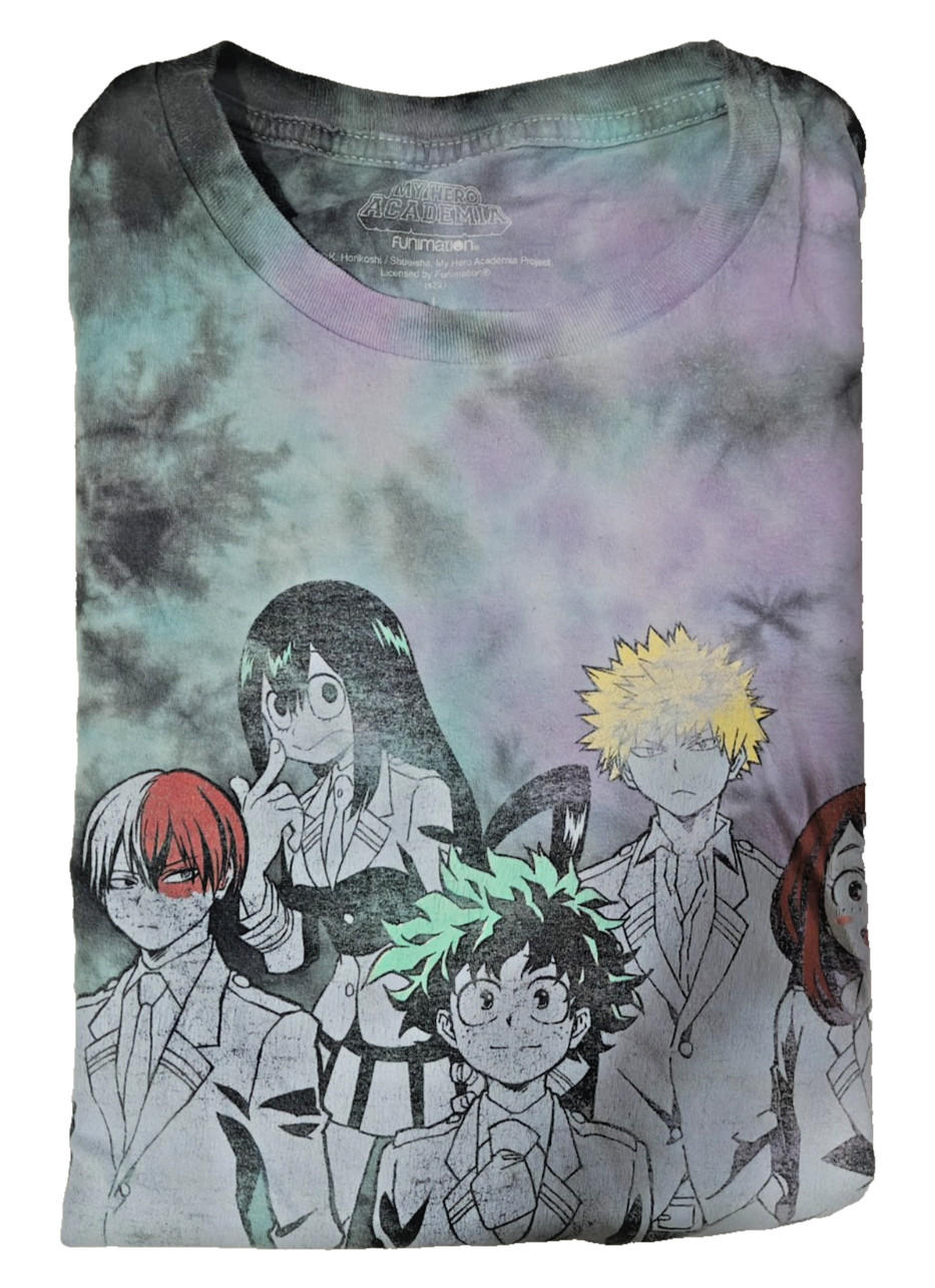 My Hero Academia Men’s Short Sleeve Tie-Dyed Pullover T-Shirt Size L