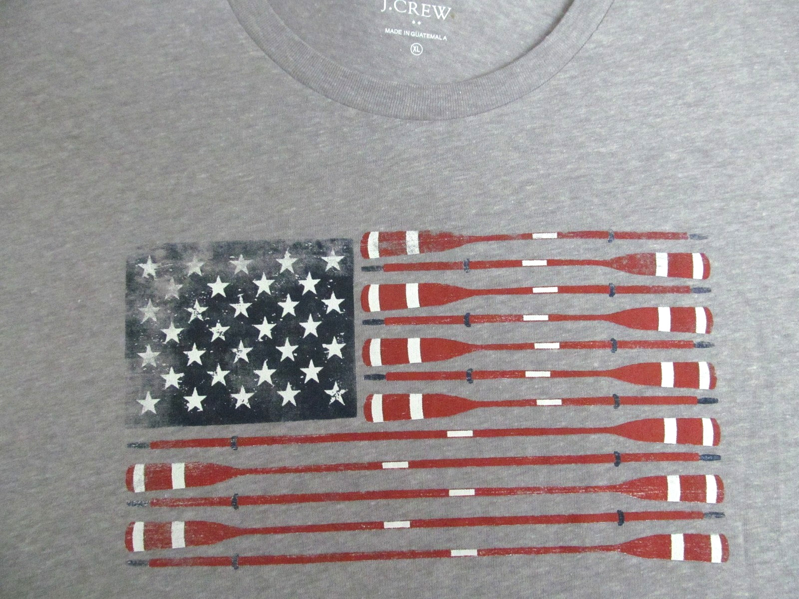 J Crew Oars American Flag Graphic Tee T Shirt Size XL Easy Care Lightweight