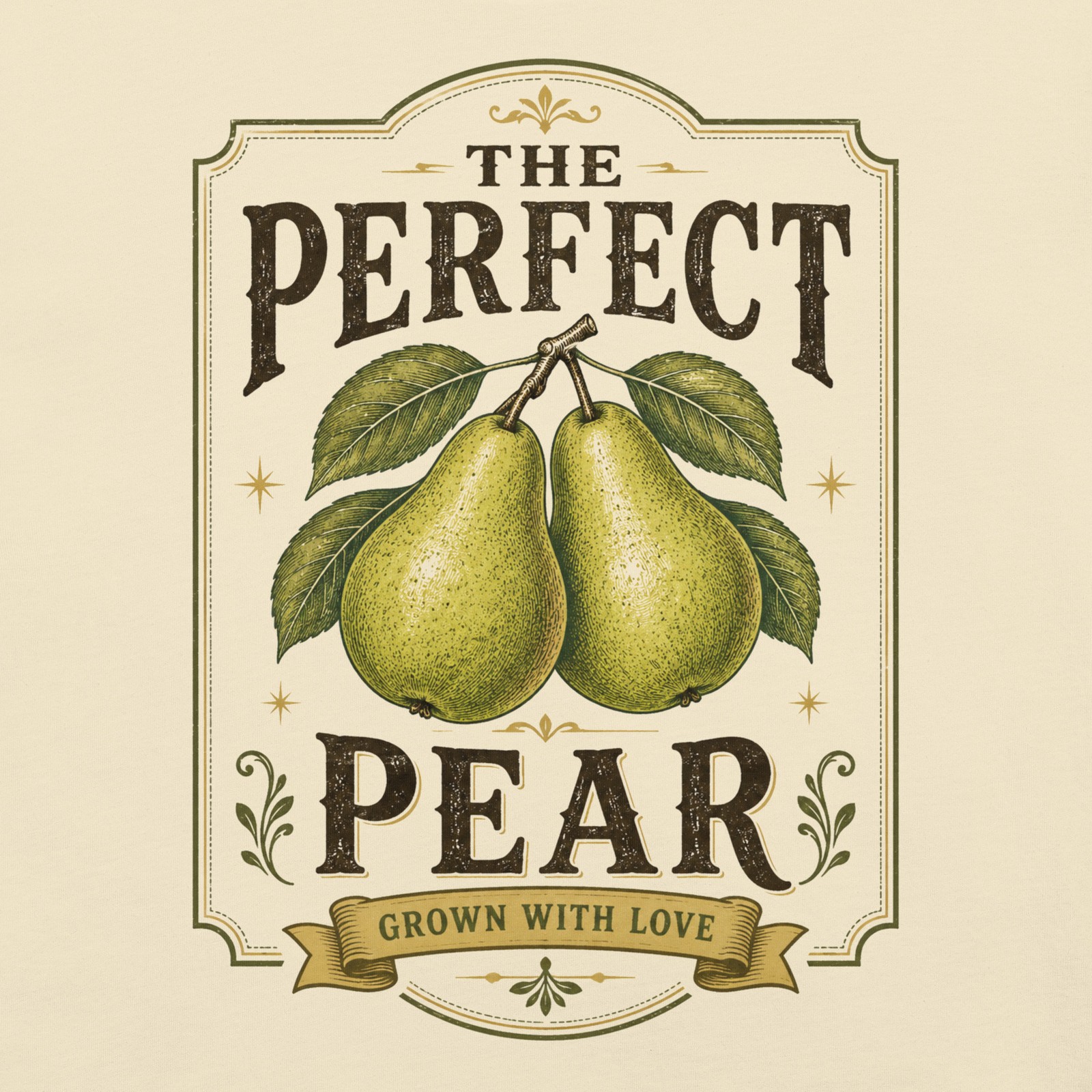 The Perfect Pear T-Shirt Retro Fruit Crate Label Romantic Cottagecore Tee XS-4X