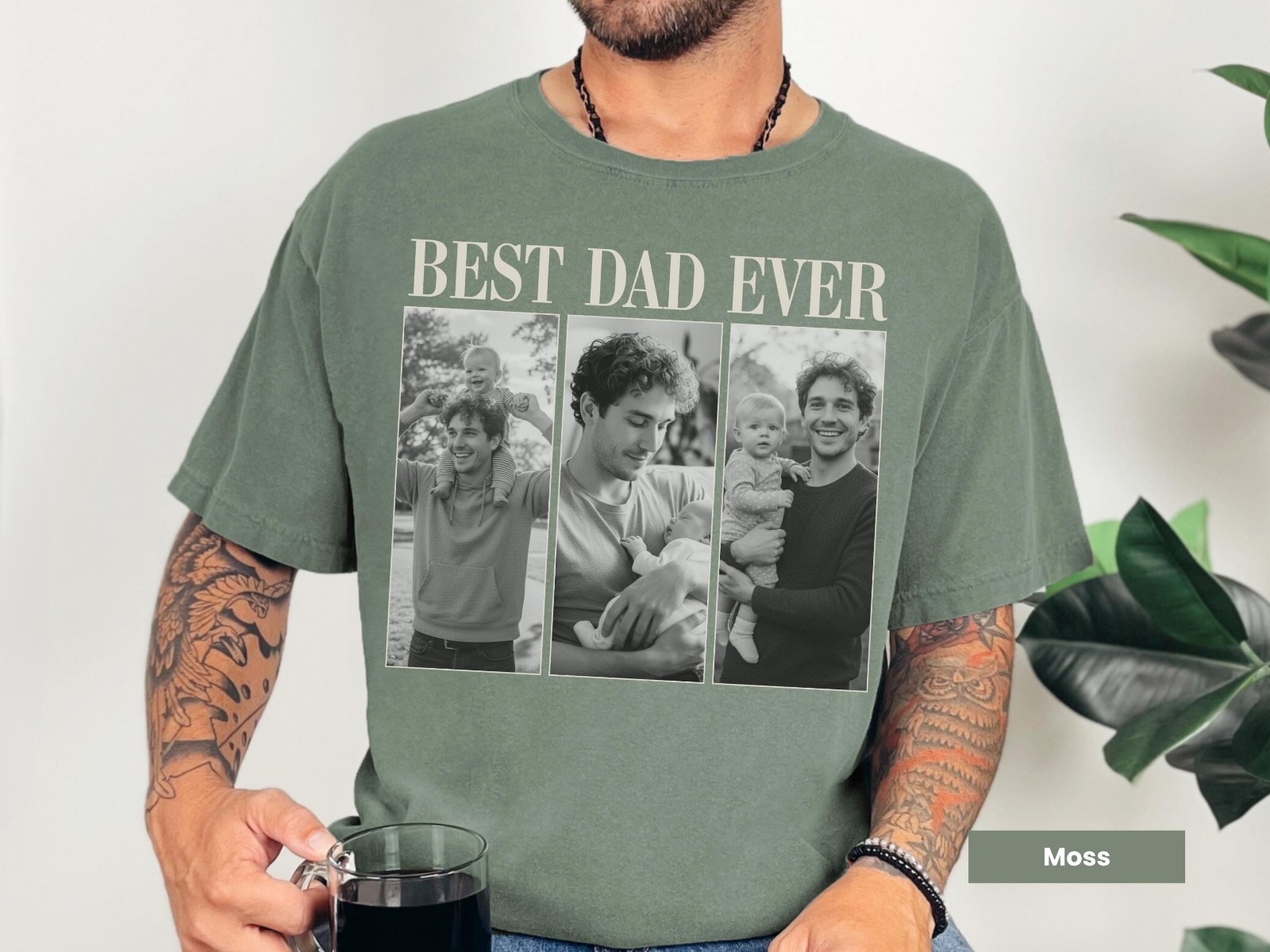 Custom Dad Vintage Photo Comfort Colors Shirt, Father’s Day Gift With Kids Photo