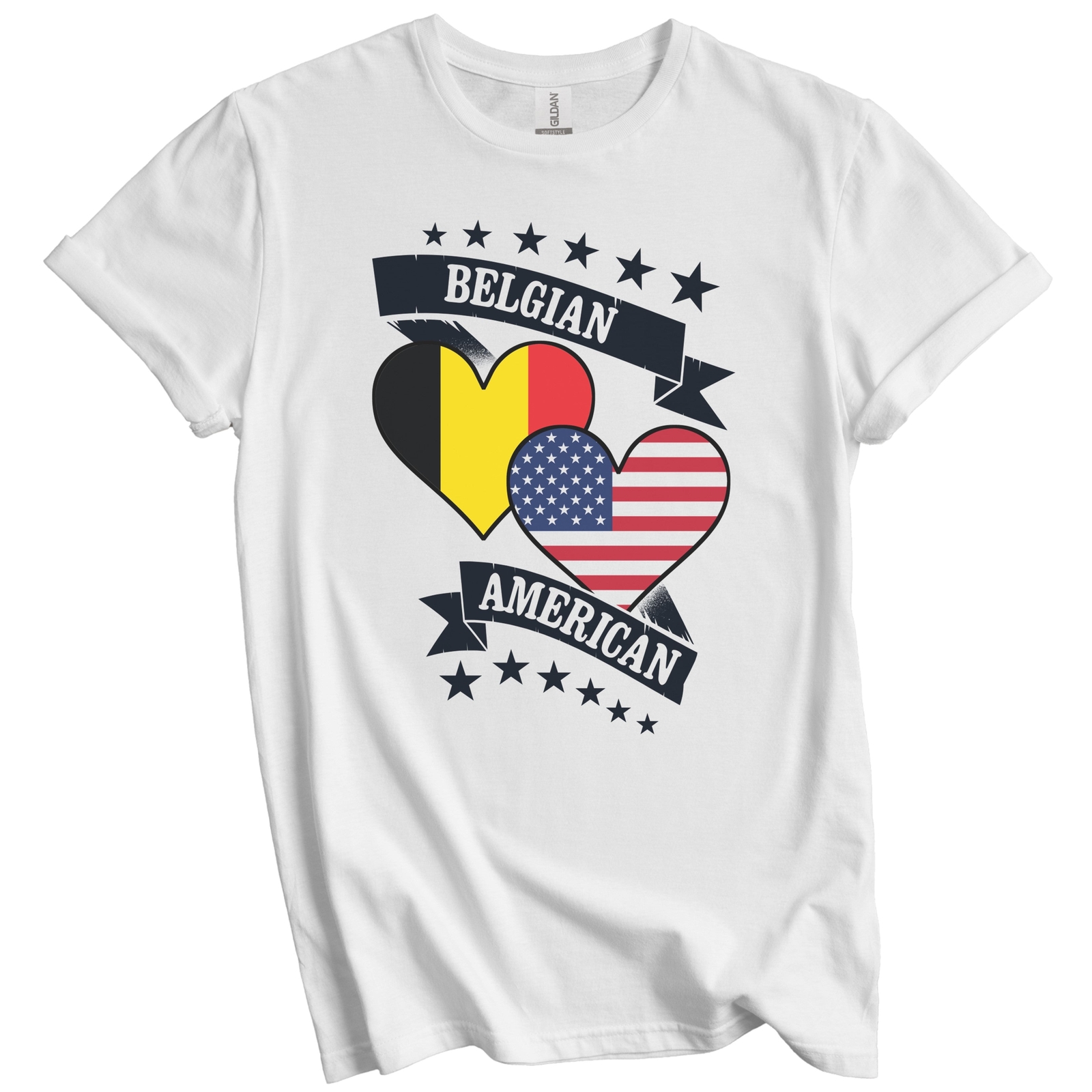 Belgian American Heart Flags Belgium America T-Shirt